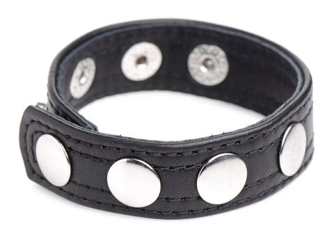 "Cock Gear Leather Speed Snap Cock Ring - Black STR-AG845-BLK"