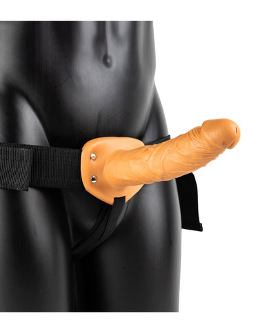 Vibrating Hollow Strap-on No Balls 8 Inch - Tan SH-REA139TAN