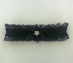 Satin Leg Garter - One Size - Black With Black  Lace EM-3555BLK