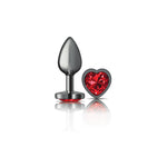 Cheeky Charms-Gunmetal Metal Butt Plug- Heart-Dark Red-Small VB-CC9135