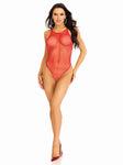 "Industrial Net Snap Crotch Tank Bodysuit - One Size - Red LA-89314REDOS"