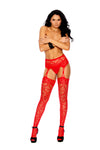 "Heart Net Suspender Pantyhose - Red - Os EM-12202RDOS"