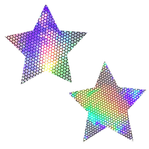 Liquid Party Silver Holographic Starry Nights  Nipztix Pasties NN-LP-STR-NS