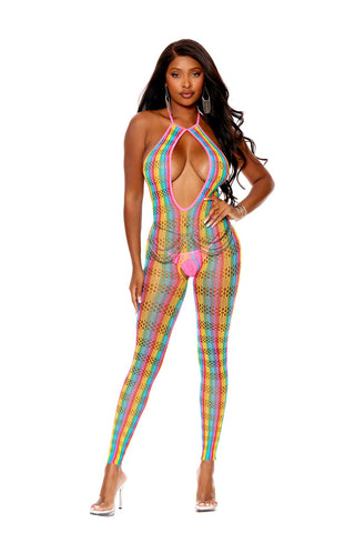 "Deep v Bodystocking - One Size - Multicolor EM-12102MULTOS"