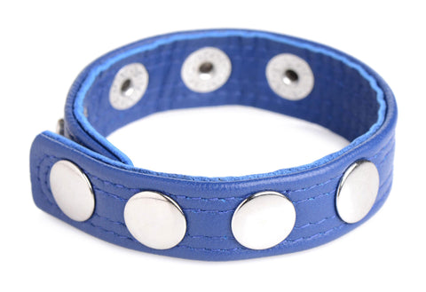 "Cock Gear Leather Speed Snap Cock Ring - Blue STR-AG845-BLU"