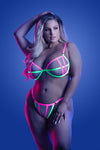 Head Rush Contrast Bra and Panty - Queen - Neon  Pink FL-GL2132-QS-B