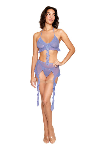 "Bralette With Garter Belt and G-String - One Size - Lavender Haze DG-13411LAVHOS"