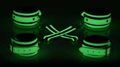 Leather Glow in the Dark Hog-Tie Bondage Set