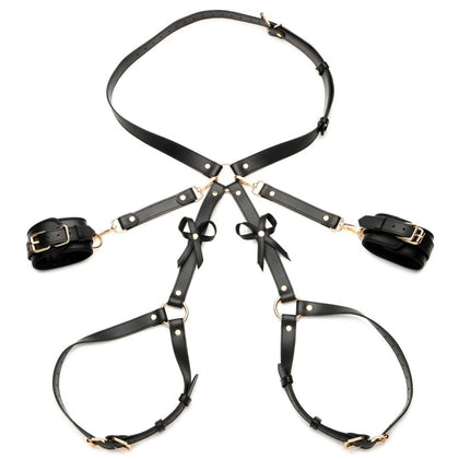 Bondage Harness With Bows  - Black