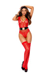 "Chevron Striped Teddy and Matching Stockings - One Size - Red EM-12142REDOS"