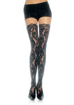 Lace Top Lace Thigh Highs - One Size - Black LA-9762BLK