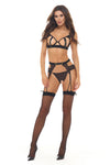 "Twist Every Way Chain Bra, Garter and Crotchless G-String 3pc - Black - S/m RR-53050BLKSM"