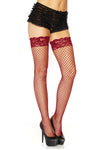 Stay Up Fishnet Thigh Highs - One Size - Burgundy LA-9201BUR