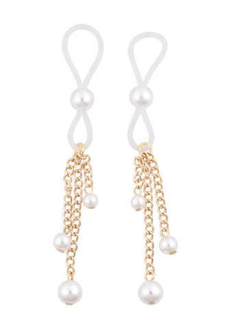 "Pearl Nipple Ties - Gold/white SS09858"