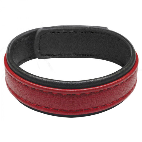 "Leather and Velcro Cock Ring - Red STR-AH013-RED"