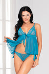 "Mesh Babydoll and Panty Set - One Size - Teal STM-11072PTL"
