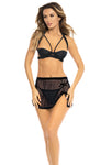 3 Pc Bra and Apron Set - Small/medium - Black RR-53039BLKSM