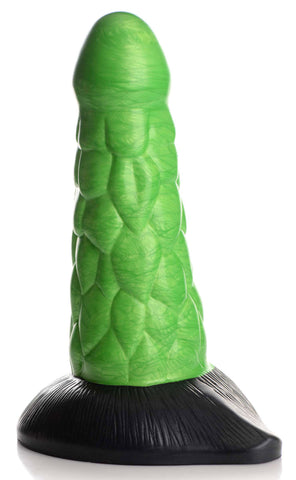 Radioactive Reptile Thick Scaly Silicone  Dildo - Green CC-AG872-GRN